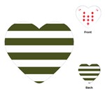 Horizontal Stripes - White and Army Green Playing Cards (Heart)