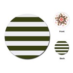 Horizontal Stripes - White and Army Green Playing Cards (Round)