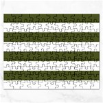 Horizontal Stripes - White and Army Green Jigsaw Puzzle (Rectangular)