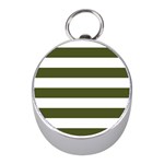 Horizontal Stripes - White and Army Green Silver Compass (Mini)