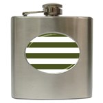 Horizontal Stripes - White and Army Green Hip Flask (6 oz)