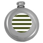 Horizontal Stripes - White and Army Green Hip Flask (5 oz)