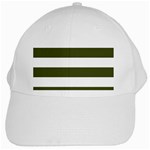 Horizontal Stripes - White and Army Green White Cap