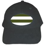 Horizontal Stripes - White and Army Green Black Cap
