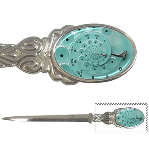 Retro Vintage Turquoise Rotary Dial Spiral Droste Letter Opener from ArtsNow.com Front