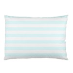 Horizontal Stripes - White and Bubbles Cyan Pillow Case (Two Sides)