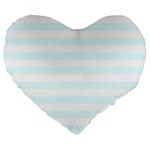 Horizontal Stripes - White and Bubbles Cyan Large 19  Premium Heart Shape Cushion