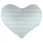 Horizontal Stripes - White and Bubbles Cyan Large 19  Premium Flano Heart Shape Cushion