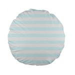Horizontal Stripes - White and Bubbles Cyan Standard 15  Premium Round Cushion