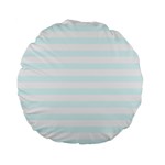 Horizontal Stripes - White and Bubbles Cyan Standard 15  Premium Flano Round Cushion