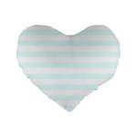 Horizontal Stripes - White and Bubbles Cyan Standard 16  Premium Heart Shape Cushion