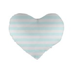 Horizontal Stripes - White and Bubbles Cyan Standard 16  Premium Flano Heart Shape Cushion