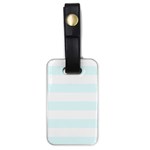 Horizontal Stripes - White and Bubbles Cyan Luggage Tag (One Side)