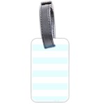 Horizontal Stripes - White and Bubbles Cyan Luggage Tag (Two Sides)