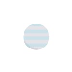 Horizontal Stripes - White and Bubbles Cyan 1  Mini Button