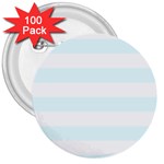 Horizontal Stripes - White and Bubbles Cyan 3  Button (100 pack)