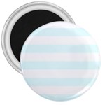 Horizontal Stripes - White and Bubbles Cyan 3  Magnet