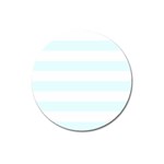 Horizontal Stripes - White and Bubbles Cyan Magnet 3  (Round)
