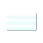 Horizontal Stripes - White and Bubbles Cyan Magnet (Name Card)