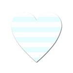 Horizontal Stripes - White and Bubbles Cyan Magnet (Heart)