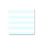 Horizontal Stripes - White and Bubbles Cyan Magnet (Square)