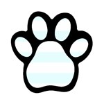Horizontal Stripes - White and Bubbles Cyan Magnet (Paw Print)