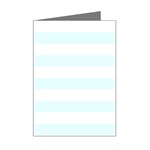 Horizontal Stripes - White and Bubbles Cyan Mini Greeting Card