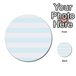 Horizontal Stripes - White and Bubbles Cyan Multi-purpose Cards (Round)