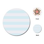 Horizontal Stripes - White and Bubbles Cyan Playing Cards (Round)