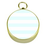 Horizontal Stripes - White and Bubbles Cyan Gold Compass