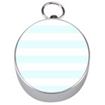 Horizontal Stripes - White and Bubbles Cyan Silver Compass
