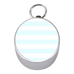 Horizontal Stripes - White and Bubbles Cyan Silver Compass (Mini)