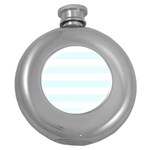 Horizontal Stripes - White and Bubbles Cyan Hip Flask (5 oz)