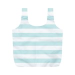 Horizontal Stripes - White and Light Cyan Full Print Recycle Bag (M)