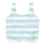 Horizontal Stripes - White and Light Cyan Full Print Recycle Bag (L)