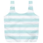 Horizontal Stripes - White and Light Cyan Full Print Recycle Bag (XL)