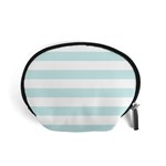Horizontal Stripes - White and Light Cyan Accessory Pouch (Small)