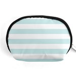 Horizontal Stripes - White and Light Cyan Accessory Pouch (Medium)