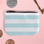 Horizontal Stripes - White and Light Cyan Mini Coin Purse