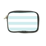 Horizontal Stripes - White and Light Cyan Coin Purse