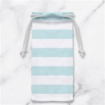 Horizontal Stripes - White and Light Cyan Jewelry Bag