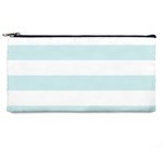 Horizontal Stripes - White and Light Cyan Pencil Case