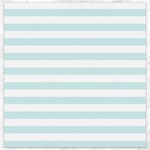 Horizontal Stripes - White and Light Cyan Canvas 16  x 16 