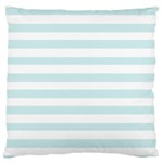 Horizontal Stripes - White and Light Cyan Large Cushion Case (Two Sides)