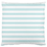 Horizontal Stripes - White and Light Cyan Standard Flano Cushion Case (One Side)