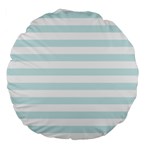Horizontal Stripes - White and Light Cyan Large 18  Premium Round Cushion