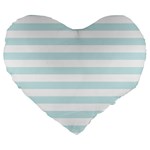 Horizontal Stripes - White and Light Cyan Large 19  Premium Heart Shape Cushion