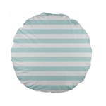 Horizontal Stripes - White and Light Cyan Standard 15  Premium Round Cushion