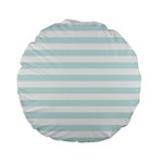Horizontal Stripes - White and Light Cyan Standard 15  Premium Flano Round Cushion