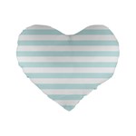 Horizontal Stripes - White and Light Cyan Standard 16  Premium Heart Shape Cushion